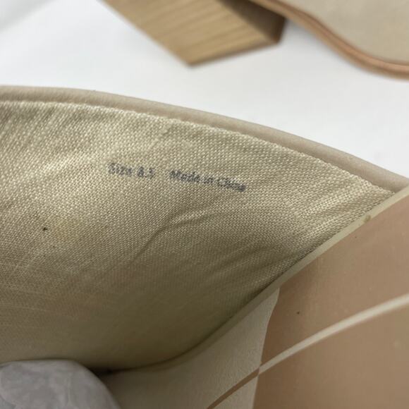 Dolce Vita Sita Mules 8 Sand Nubuck Pointed Toe Block Heel Leather Slip On NEW - Picture 9 of 10